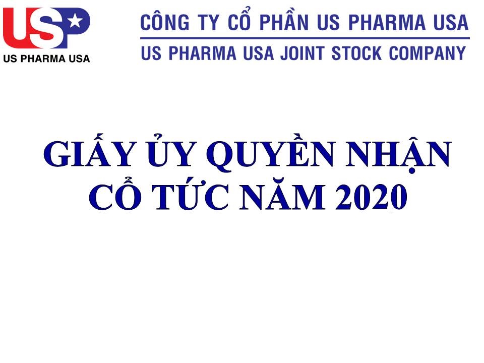 MẪU GIẤY ỦY QUYỀN NHẬN CỔ TỨC NĂM 2020